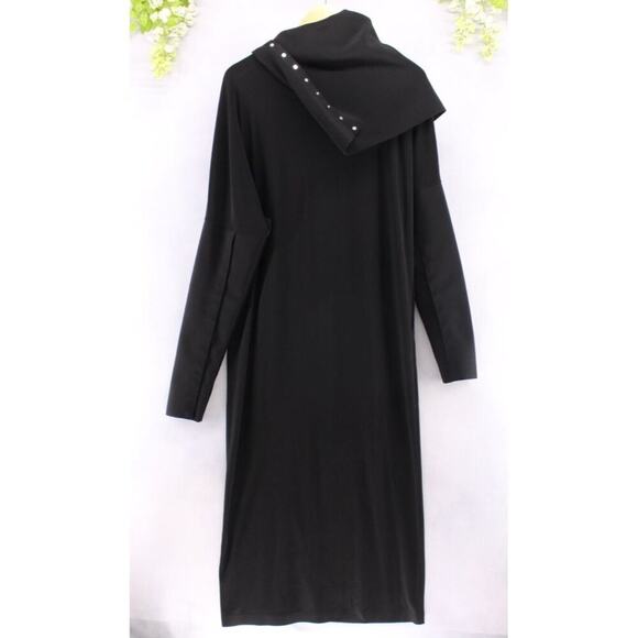 Norma Kamali Bonded Oversized Side Snap Midcalf Black Jacket Sz M - Picture 3 of 9